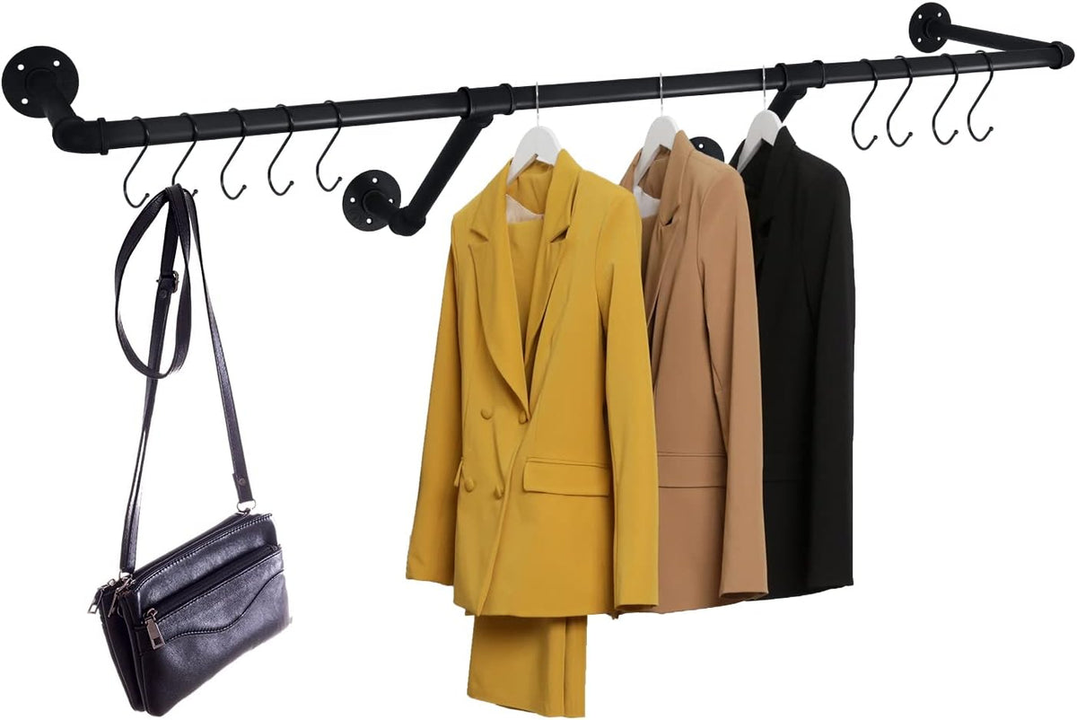 houseaid 48 inch industrial pipe clothes rack, farmhouse, main product view