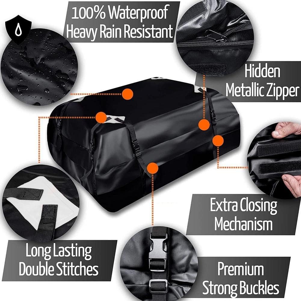 Car Rooftop Cargo 420D Waterproof Oxford Cloth Roof Luggage Bag Large Capacity Storage for Travel for