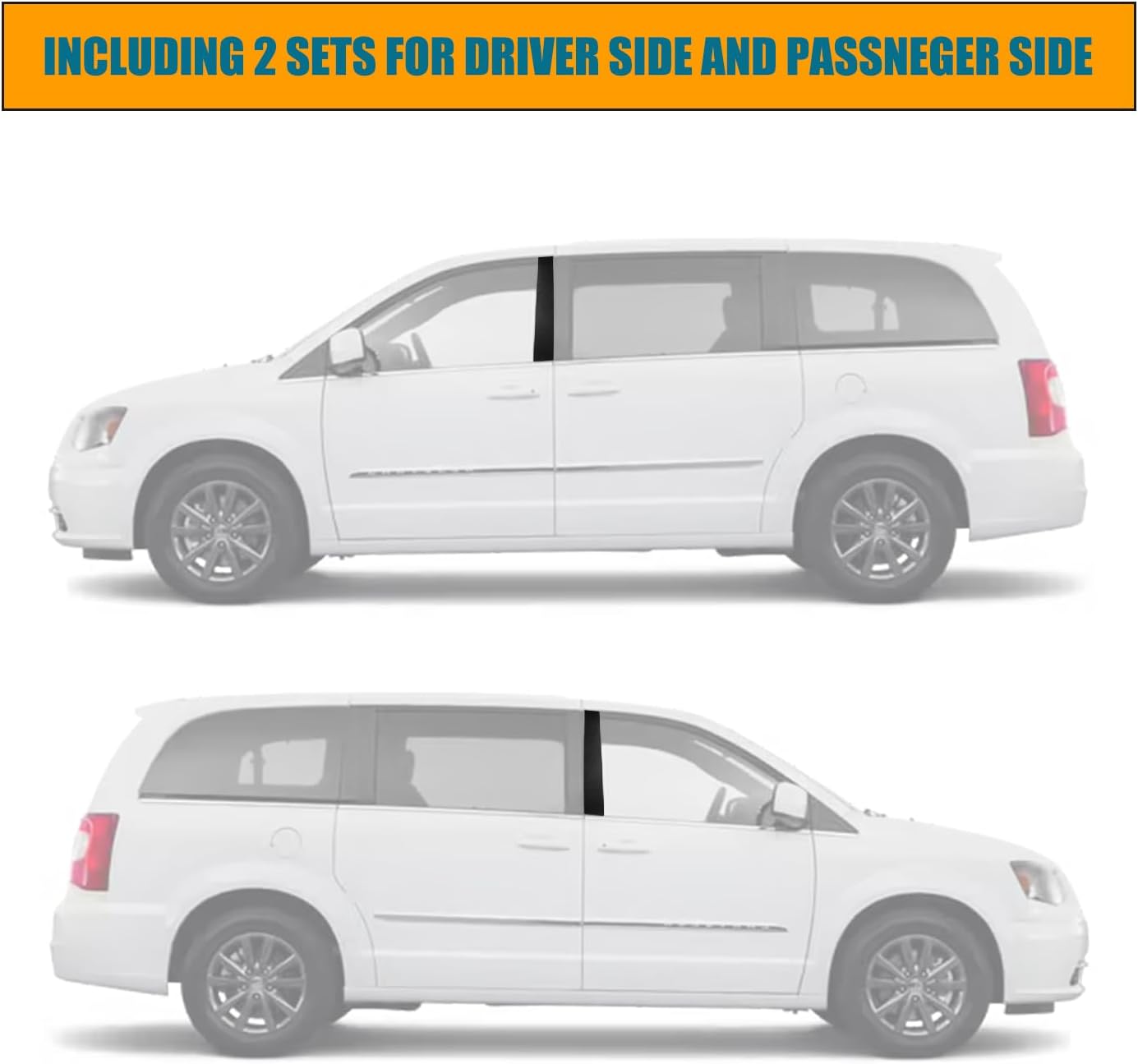 RANSOTO 926-446 B Pillar Trim Door Molding Compatible with 2008-2020 Chrysler Town Country, Dodge Grand Caravan Driver & Passenger Side Windshield Outer Cover Replaces 926-445 5020664AA 5020665AA