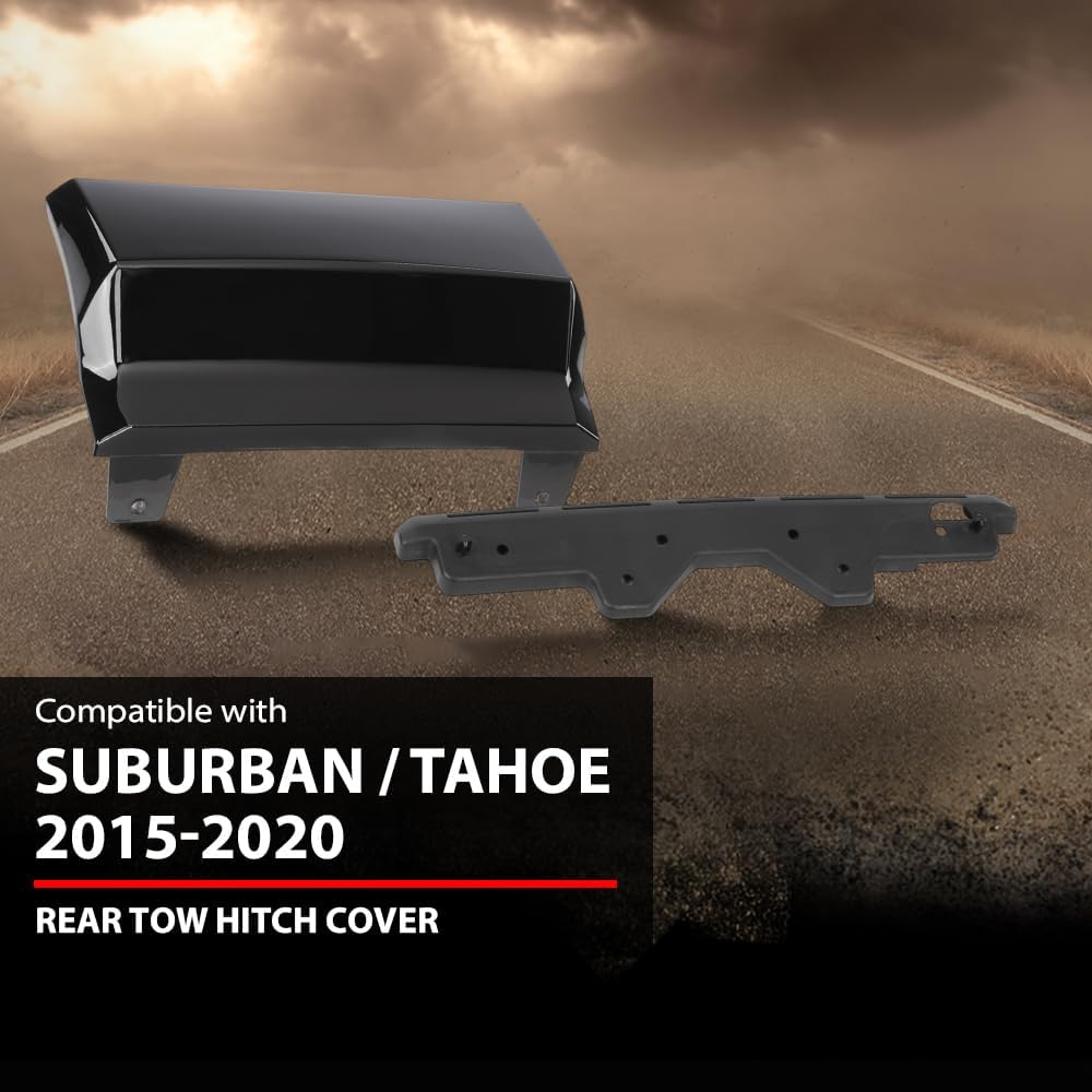 Rear Bumper Trailer Hitch Cover Compatible with Chevy Suburban/Tahoe 2015-2020 84025053, 23139222, 23139230 Black