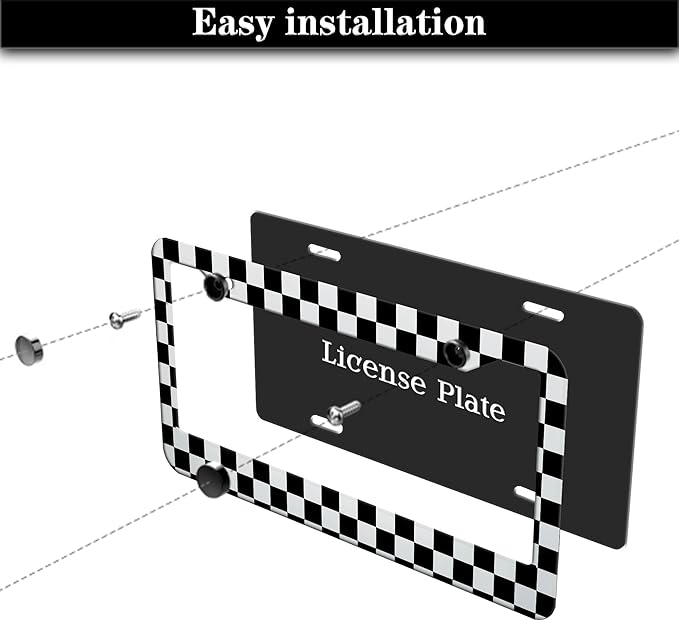 License Plate Frames Black and White License Plate Bracket Black and White - Image 7
