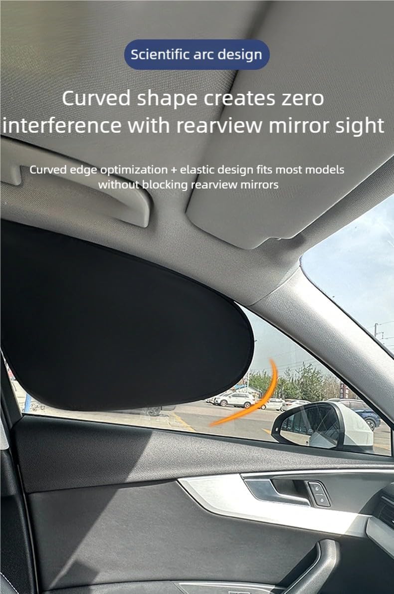 4Pcs(Black) Automotive Sun Protection from UV，Removable Car Window Shades for Side Window,Static Cling Window Sunshine Blocker Visor Sunshade Extender,Passenger/Driver Window Sun Shade