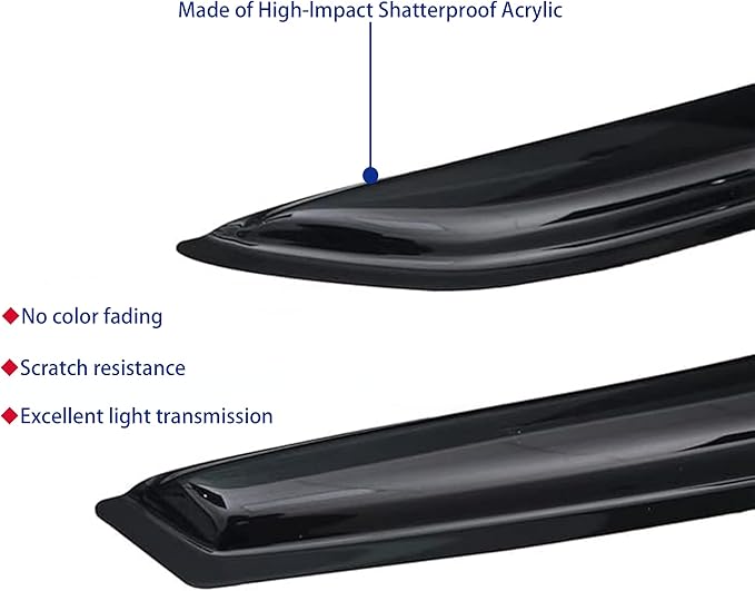 Window Visors Rain Guards fits 2014-2021 Cherokee, Out-Channel Window Wind - Image 6