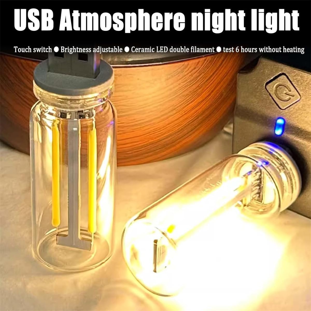 USB LED Car Interior Atmosphere Lights, Plug-in USB Automotive Interface Charging Night Lamps, Mini Vehicle Interior LED Atmosphere Light for Car, Bedroom, Hallway (Blue Light)