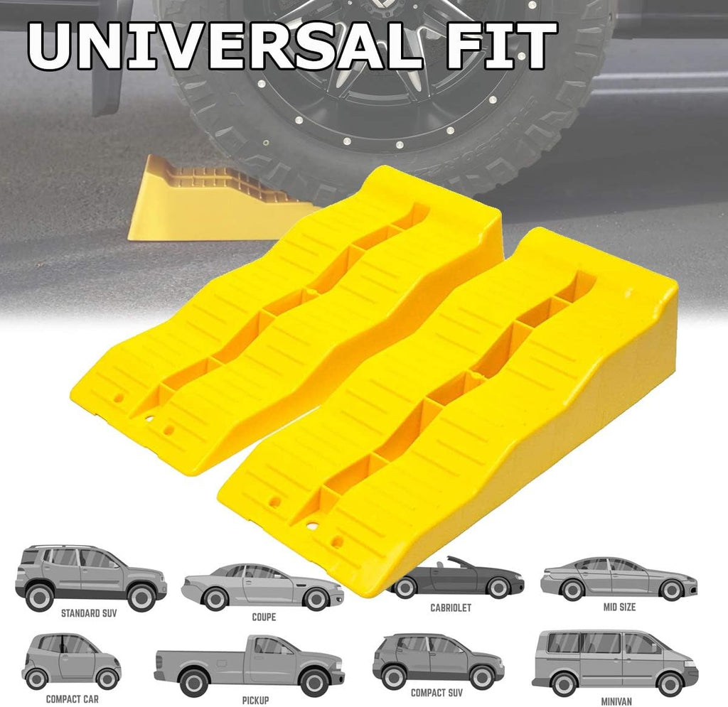 VaygWay RV Leveling Ramps– Automotive Camper Trailer Leveler Wheel Chock – Stabilizing Uneven Ground and Parking – 2 Pk Yellow Auto Blocks for Trailer Car SUV