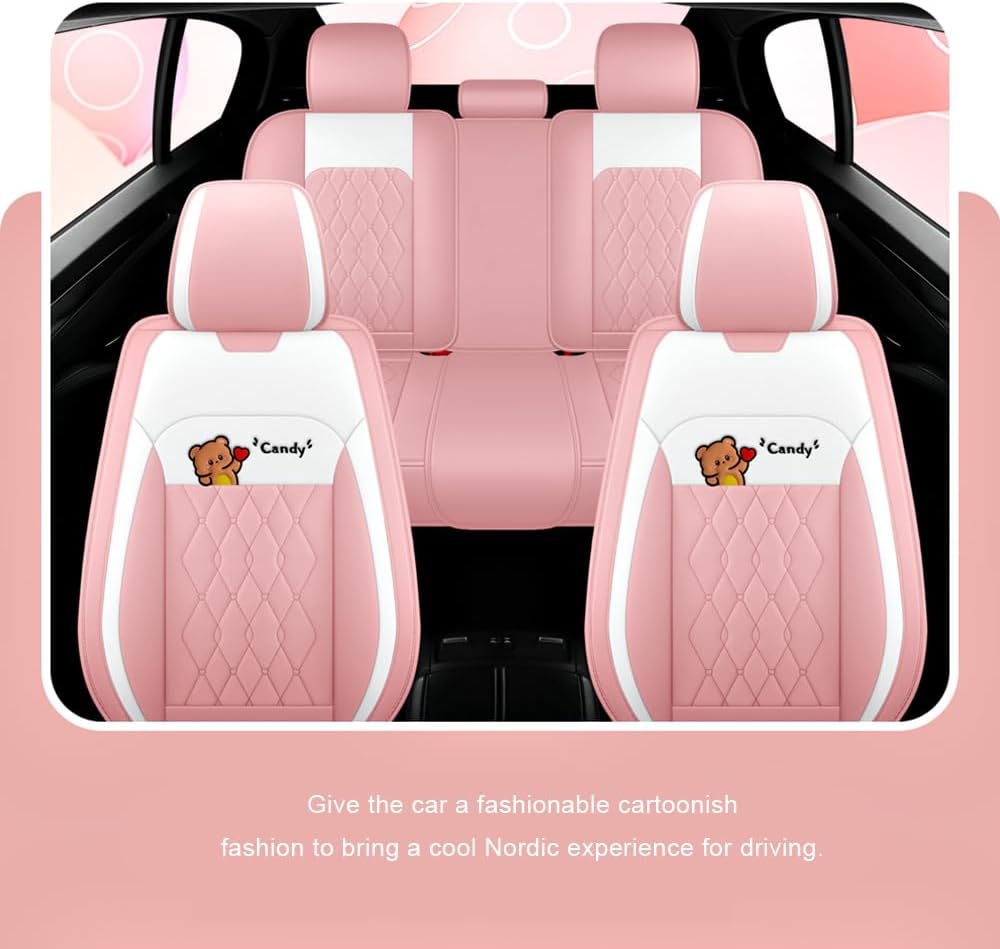 cartoon bear car seat cover 5 set for, side view