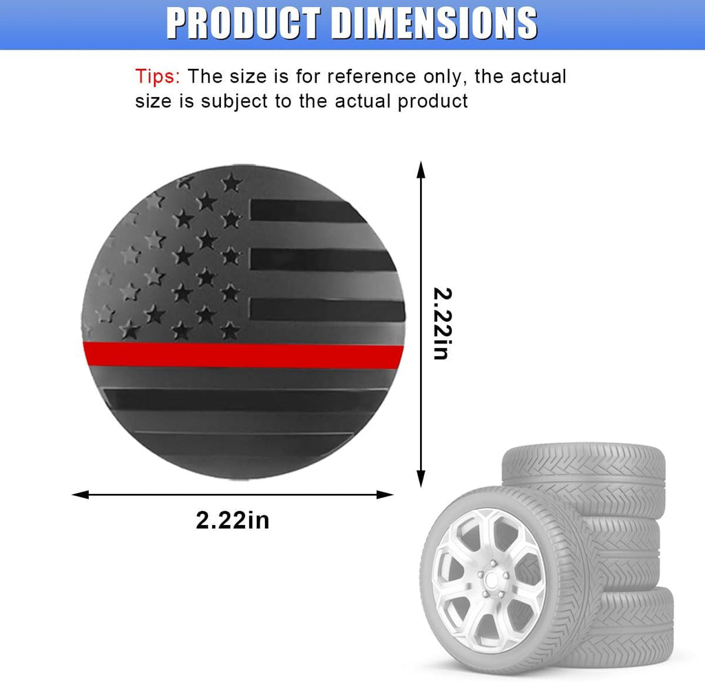 4PCS 56mm American Flag Wheel Hub Center Cap Sticker (BlackRed) | Waterproof Automotive Wheel Rim Center Cover, Universal Auto Exterior Decoration Decal Accessories for Car Truck SUV