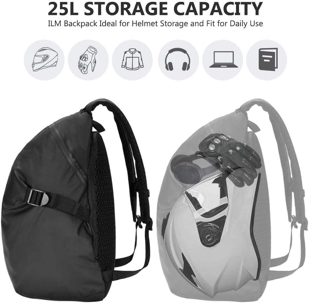 ILM Motorcycle Helmet Backpack Large Capacity Waterproof Lightweight Storage Bag with Reflective Stripe Model MB01
