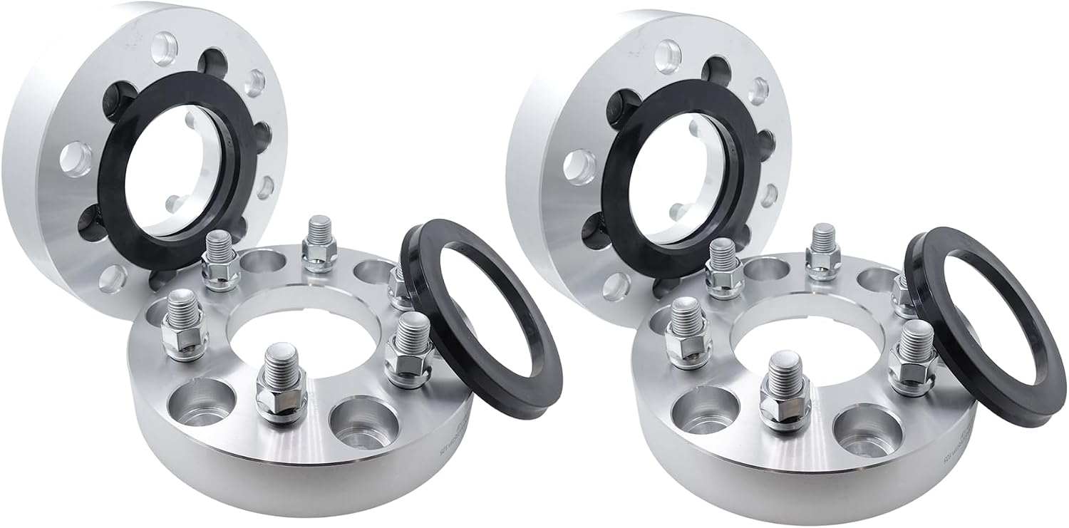 ezaccessory 4 Wheel Adapters 6x5.5 to 6x120 | 1.25" Thick Fits Chevy 6 Lug Silverado Tahoe & Mount Wheels Colorado 15-22 + Hub Ring 108-78