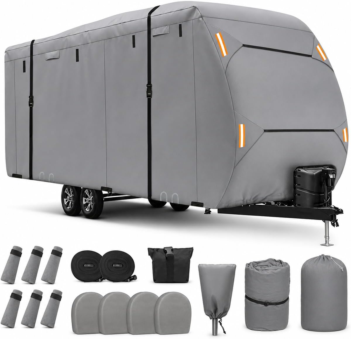 Travel Trailer RV Cover for Gulf Stream Conquest 236RL 2018-2026, Heavy Duty Camper Cover with Windproof Straps, All Weather Outdoor Storage Motorhome Cover