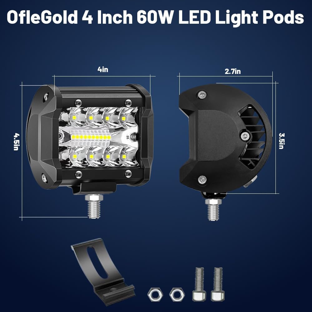 4 inch 60w led light pods 12v triple shown in use