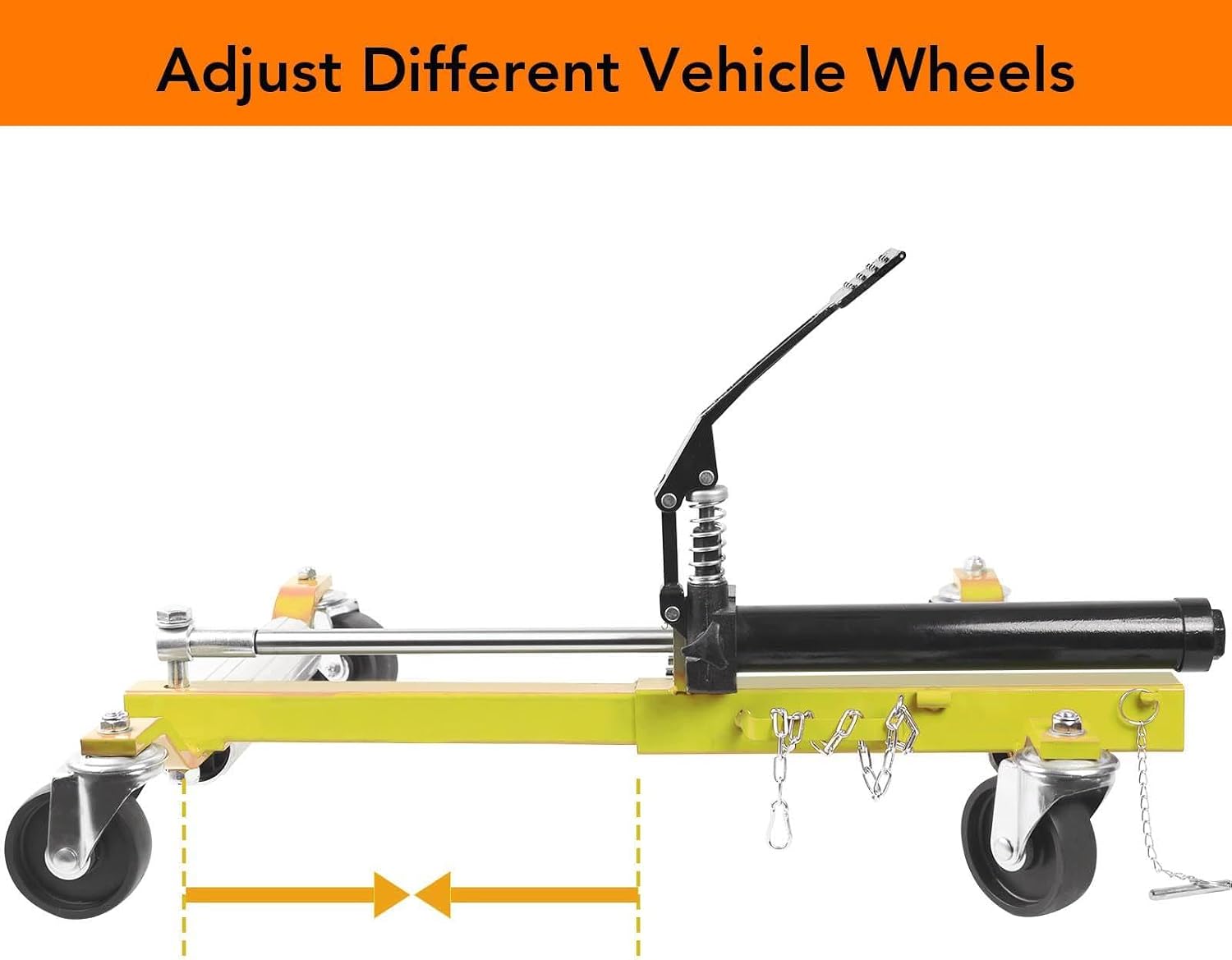 Garvee Car Wheel Dolly Set of 2, 1500 LBS Capacity Car Dolly with Hydraulic Tire Jack for Vehicle Positioning for Truck Rv Trailer, Yellow