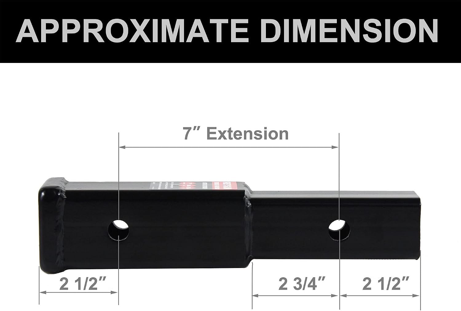 Receiver Tube 864333 Trailer Hitch Extender 7 inch Extension, Fits 2 inch Hitch Receiver, 3,500lbs G.T.W, Hitch Pin and Clip Included…