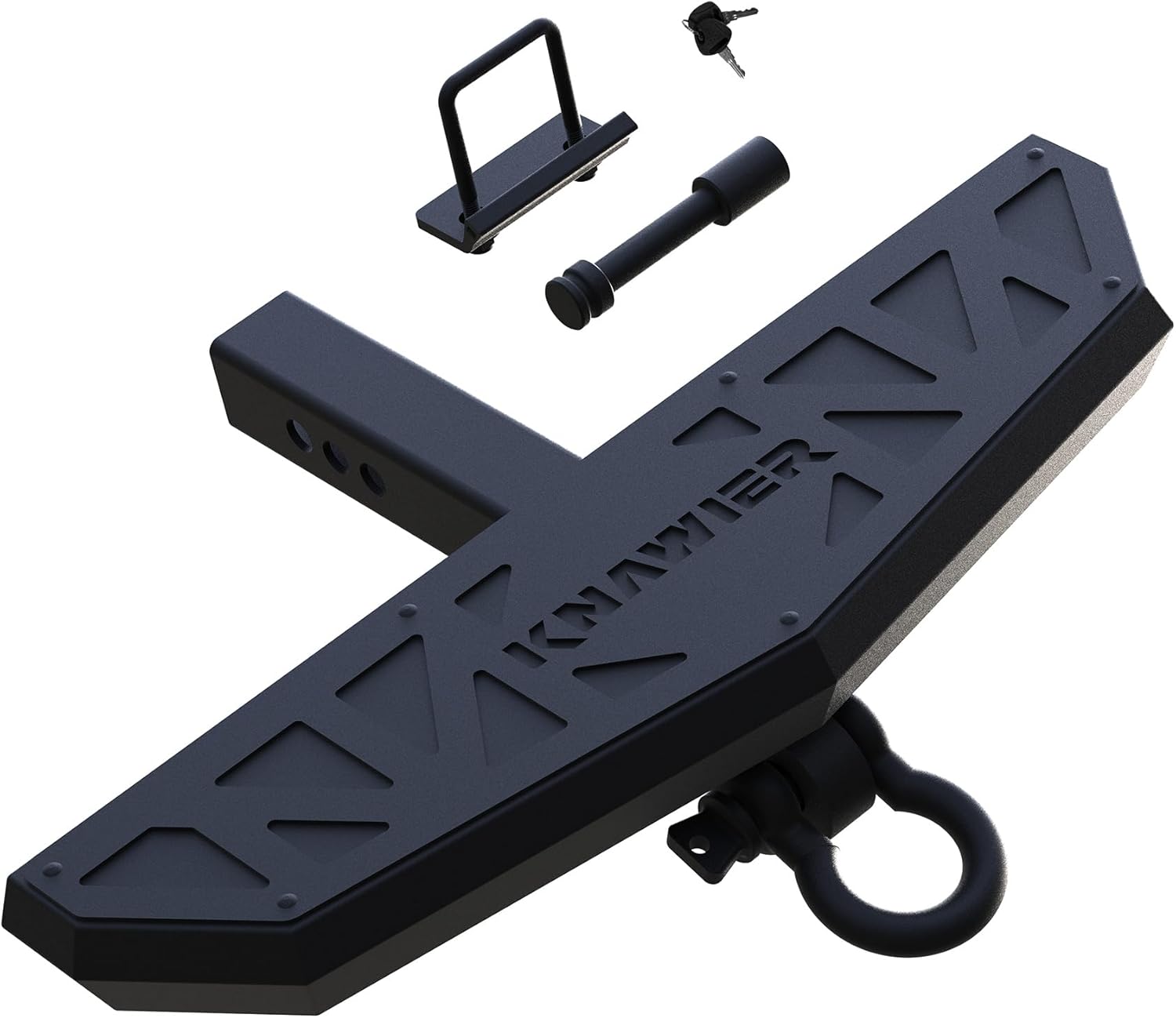 Hitch Step Compatible with SUV&Pickup Truck&Van with 2 Inch Hitch Receiver,Towing Rear Bumper Protector Guard,Step Bar,Textured Black Powder, Pin Lock,Stabilizer,Tow Hook