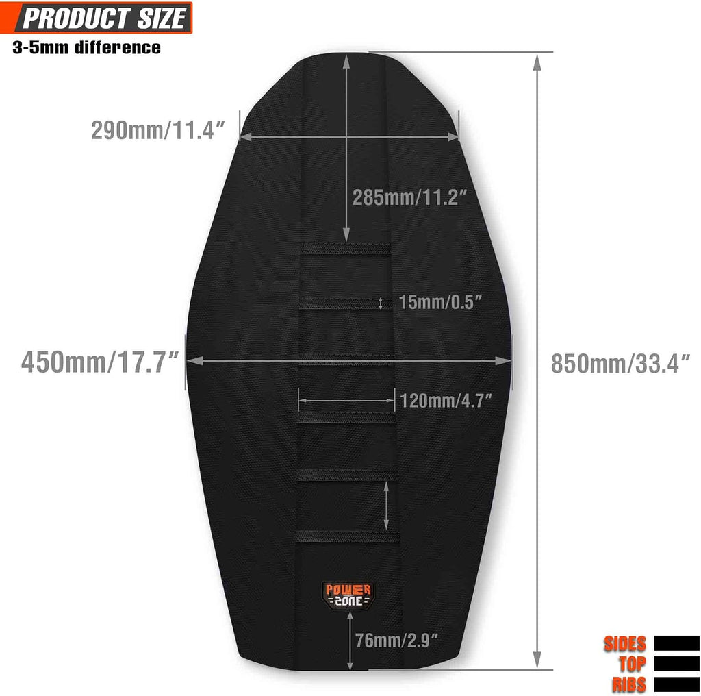 Motorcycle Universal Seat Cover Non-Slip Rubber Striped Gripper Soft Sewing for CRF WR WRF RMZ YZF SXF EXC EXC XC SX CR KLX Dirt Pit Bike Motocross Off Road (Black)