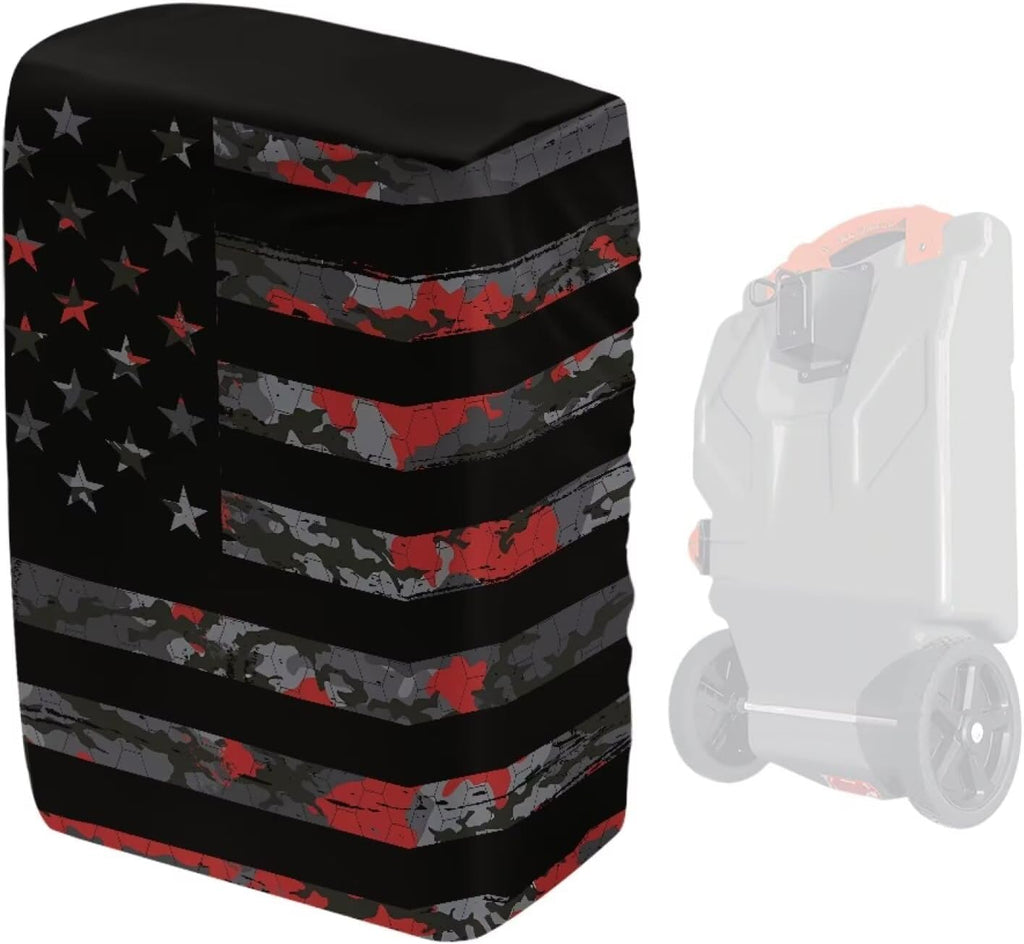 JoyLamoria Camo American Flag RV Tote Tank Cover Compatible 28-36 Gallon | Tote Tanks Waterproof & UV Resistant RV Portable Waste Tank Cover