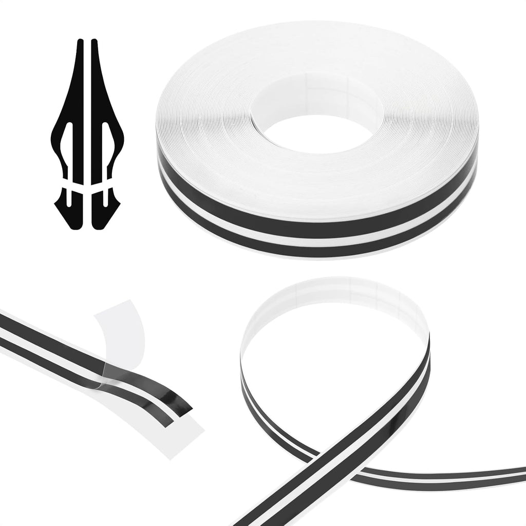 2 Rolls 32Ft Car Pinstripe Tape, Automotive Pinstriping Tape Stickers Vinyl DIY Stripes Pinstripe Emblems Trim Decals for Car, SUVs, Pickups, Motorcycle and Boat, Racing Stripes (Black)