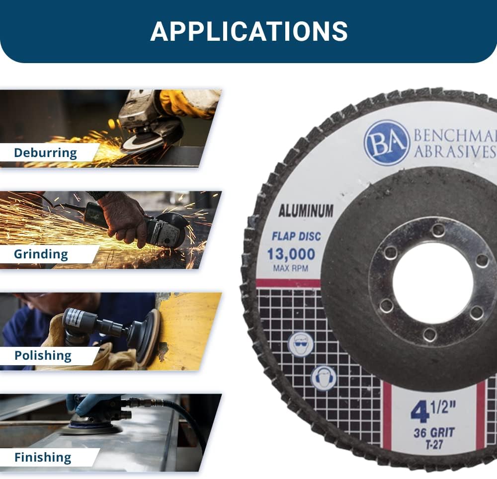 benchmark abrasives 4.5" x 7/8" premium stearate coated, side view