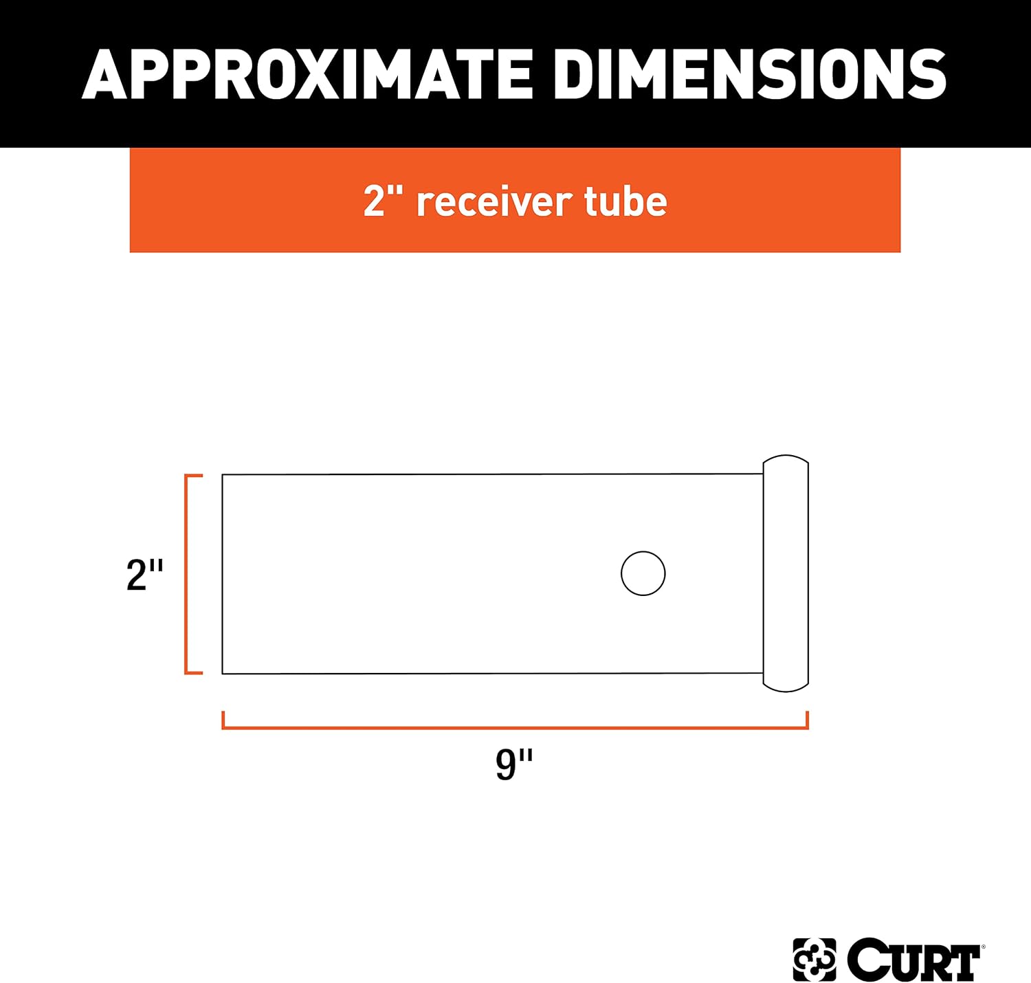 Curt Manufacturing 49090 9 in Receiver Tube 2 in X 2 in Raw Finish
