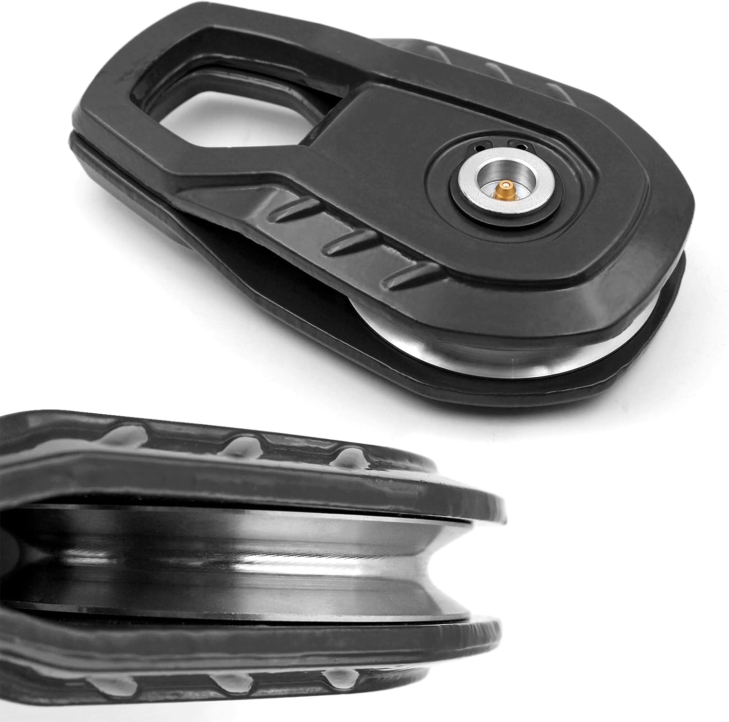 MILINI Snatch Block, 55,000 LBS (25T) Strength Recovery Off-Road Heavy Duty Winches Pulley for Synthetic Rope or Steel Cable, Universal Tackle Block for Truck, Tractor, ATV & UTV (Black)