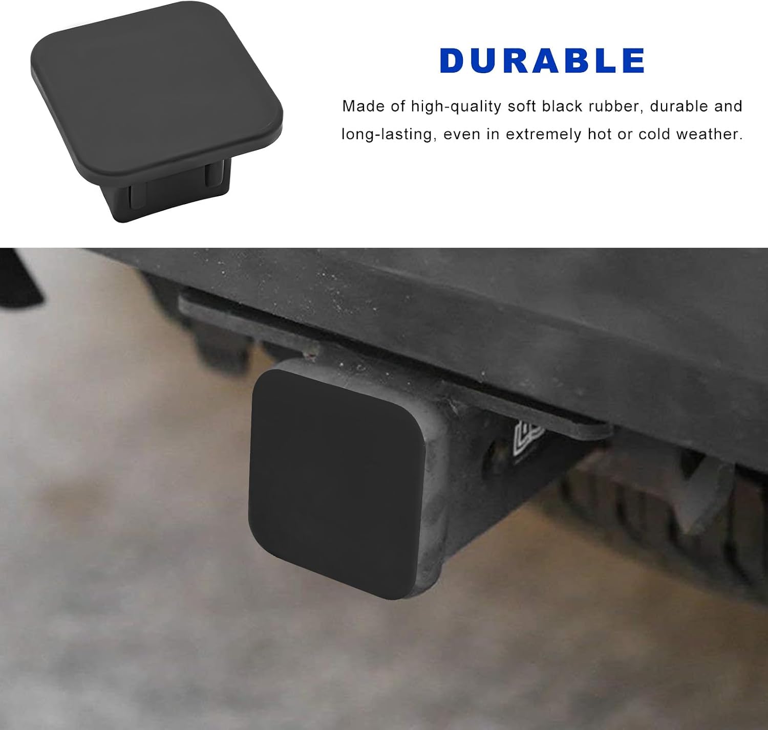 Trailer Hitch Cover, 2 Inch Heavy Duty Dustproof Tow Receiver Covers Tube Plug Cap, Square Mount Tube Hitch Plugs Exterior Accessories for Cars SUVs Trucks Trailers (Without Buckle)