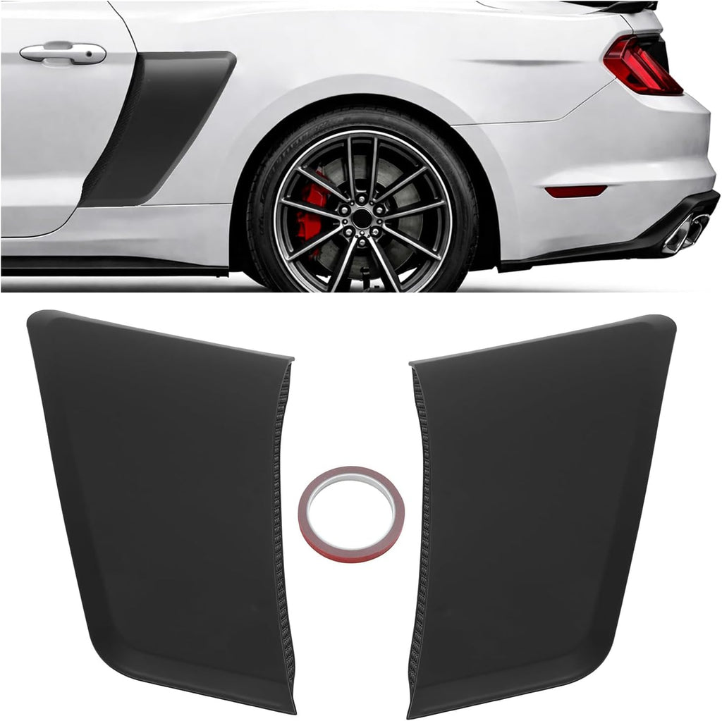 Rear Quarter Panel Side Scoop Compatible with 2015-2023 Ford Mustang All Model Rear Fender Penal Flare Side Scoops Vents Performance Primer Matte Black Plastic