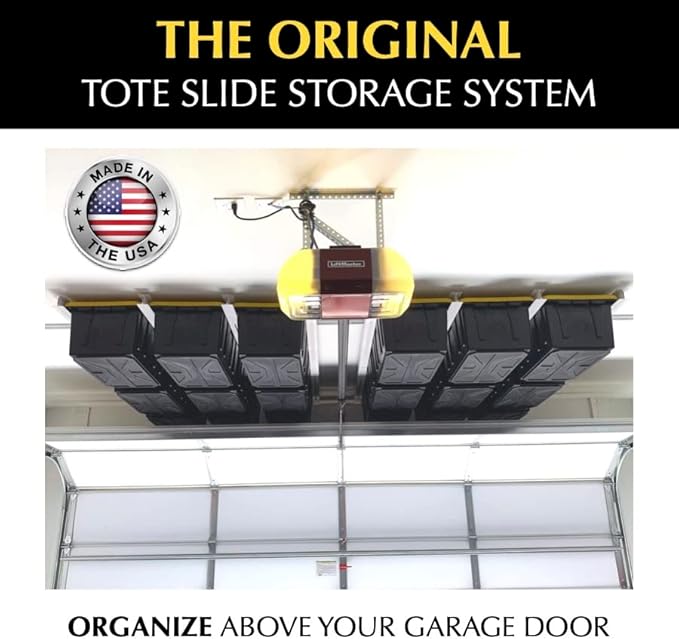 Tote Slide PRO – Made in USA | Heavy-Duty Alloy Steel Overhead Rack – Organize - Image 2