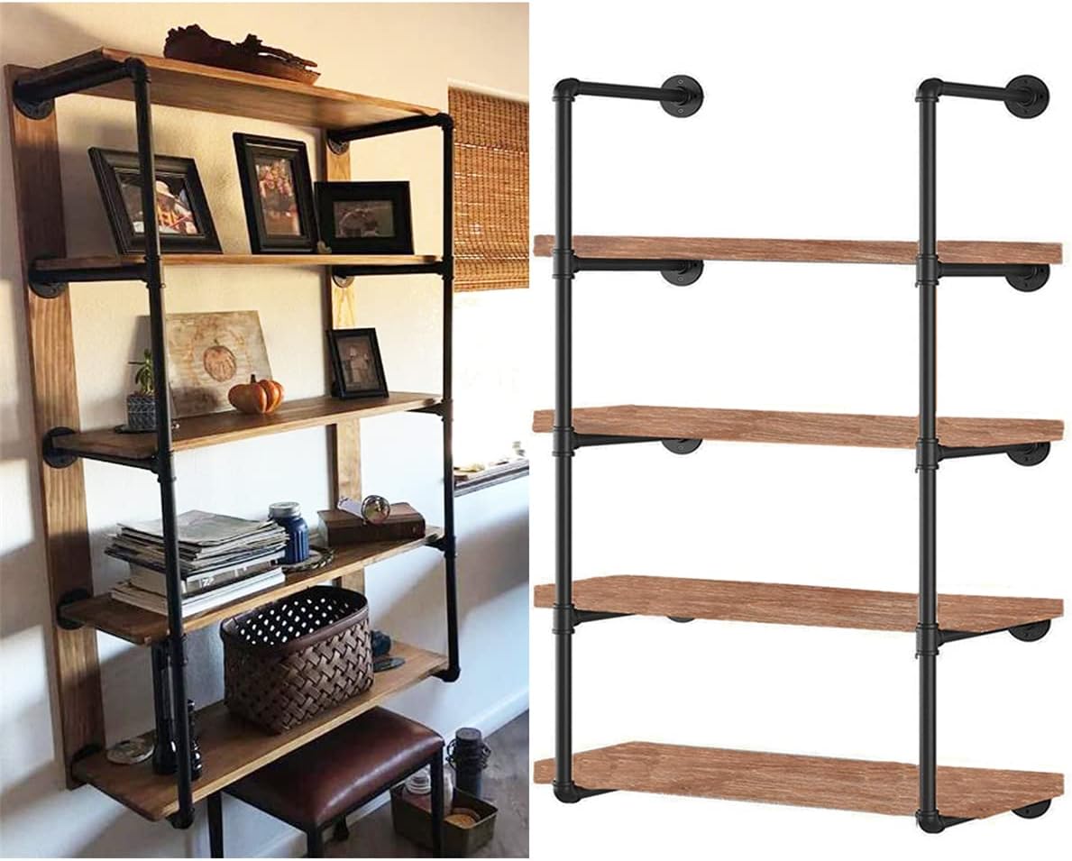 industrial wall mount iron pipe shelf shelves shelving, main product view