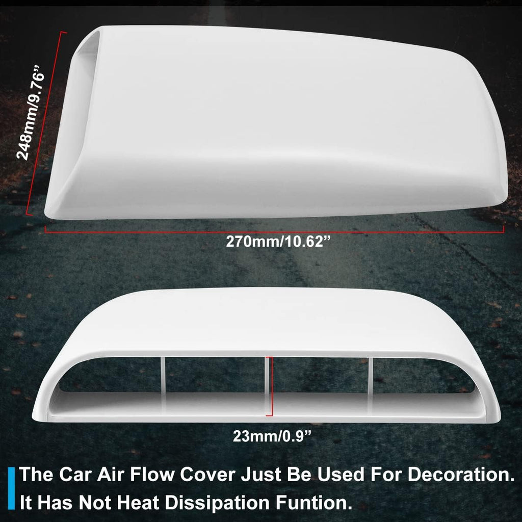 Universal Car Air Flow Decorative Intake Hood Scoop Turbo Bonnet Vent Cover (White)