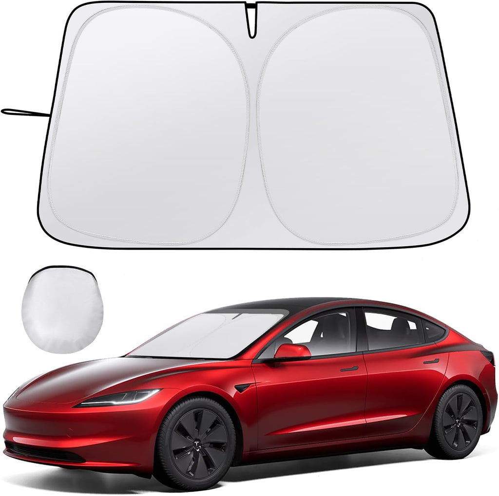 Car Windshield Sunshade for Tesla Model Y/3 - Folding Front Window Sun Shade Cover with Upgraded UV Protection Fabric, Professional Accessories for Tesla Model 3/Y 2016 to 2026 with a Storage Bag
