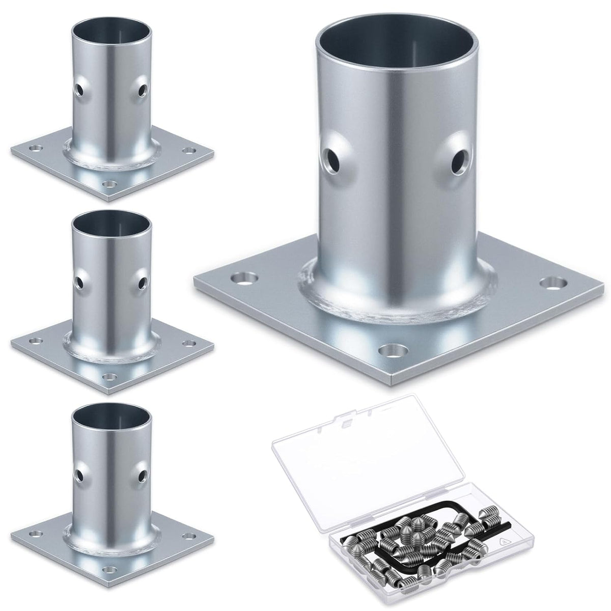 blulu 4 pack galvanized steel flange oblong base, main product view
