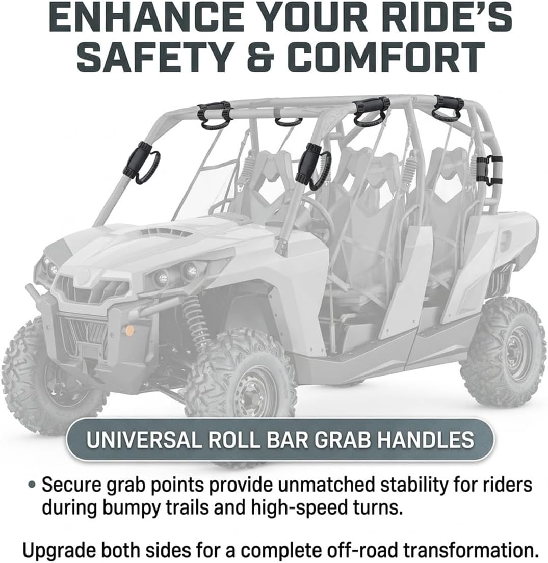Roll Bar Grab Handles for Can-Am Defender 6×6 HD10 XT 2021–2026– Heavy-Duty Padded Straps for Side-by-Side Off-Road Vehicles, Secure Grip & Passenger Safety