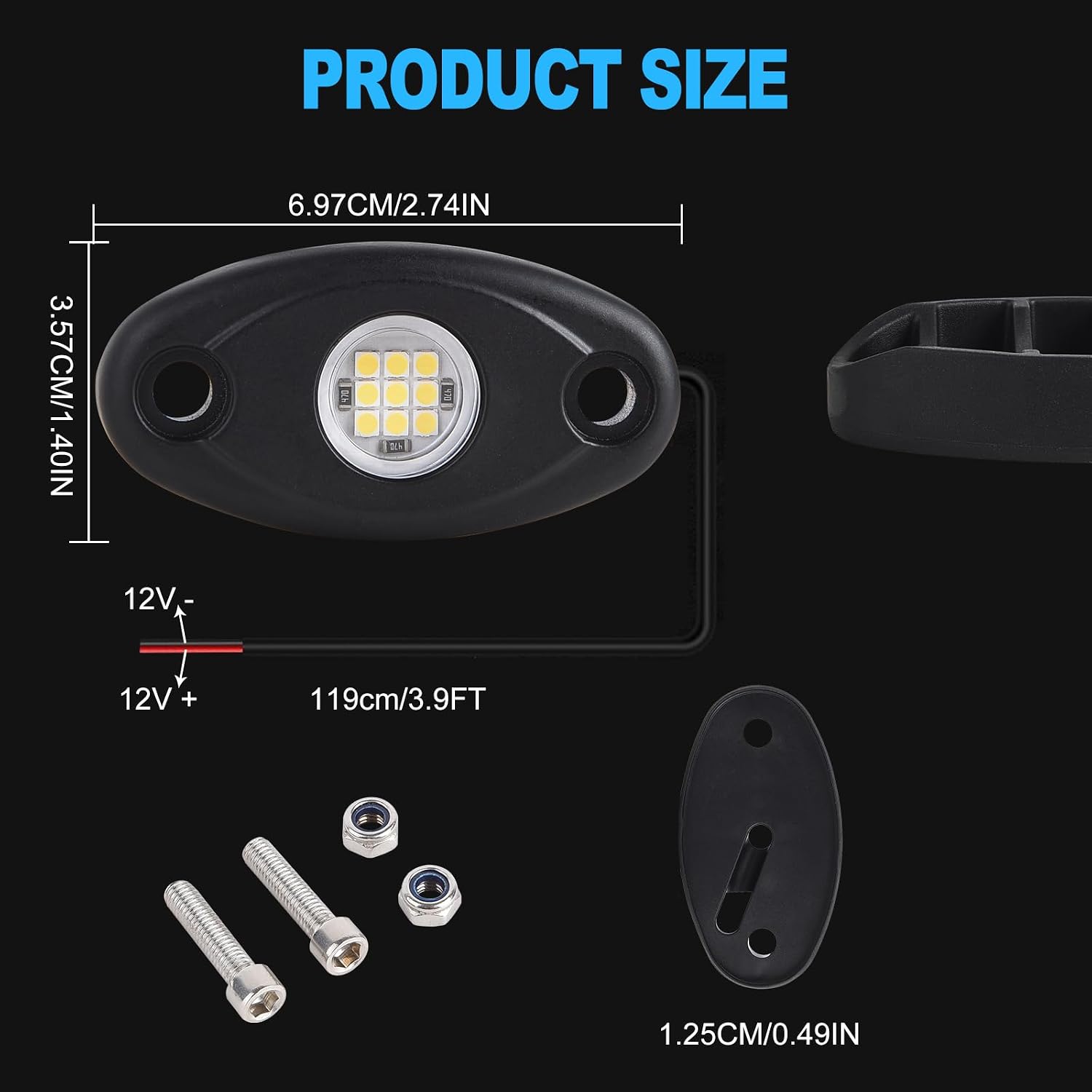 24 Pods White Led Rock Lights，Automotive General Under Body Neon Glow Led Pure Light Kit Ip68 Waterproof 3.8ft Extension Wires for Car Truck Boat Rv ATV Utv SUV RZR Motorcycle Trail Rig Lamp（White）
