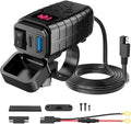 Motorcycle USB Type C Port 12V Voltmeter Independent On Off Switch SAE Inline 10A Fuse Waterproof 6.8A QC3.0 Fast Phone Tablet for 7/8inch Handlebar