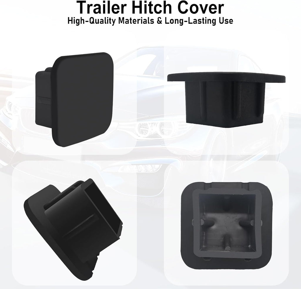 2 Pack Trailer Hitch Cover 2 Inch Black Rubber Tow Receiver Tube Plug Cap Fits for 2" x 2" Square Receiver Tube Insert Fits for Class 3 4 5 to-yota F-ord GMC Che-vy Je-ep Le-xus Mer-cedes