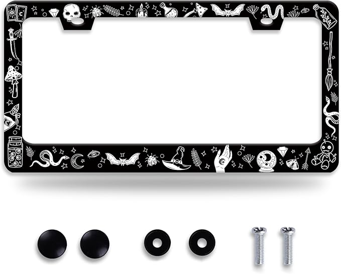 Witch License Plate Frame Gothic Magical License Plate Frames by NEWCOCO