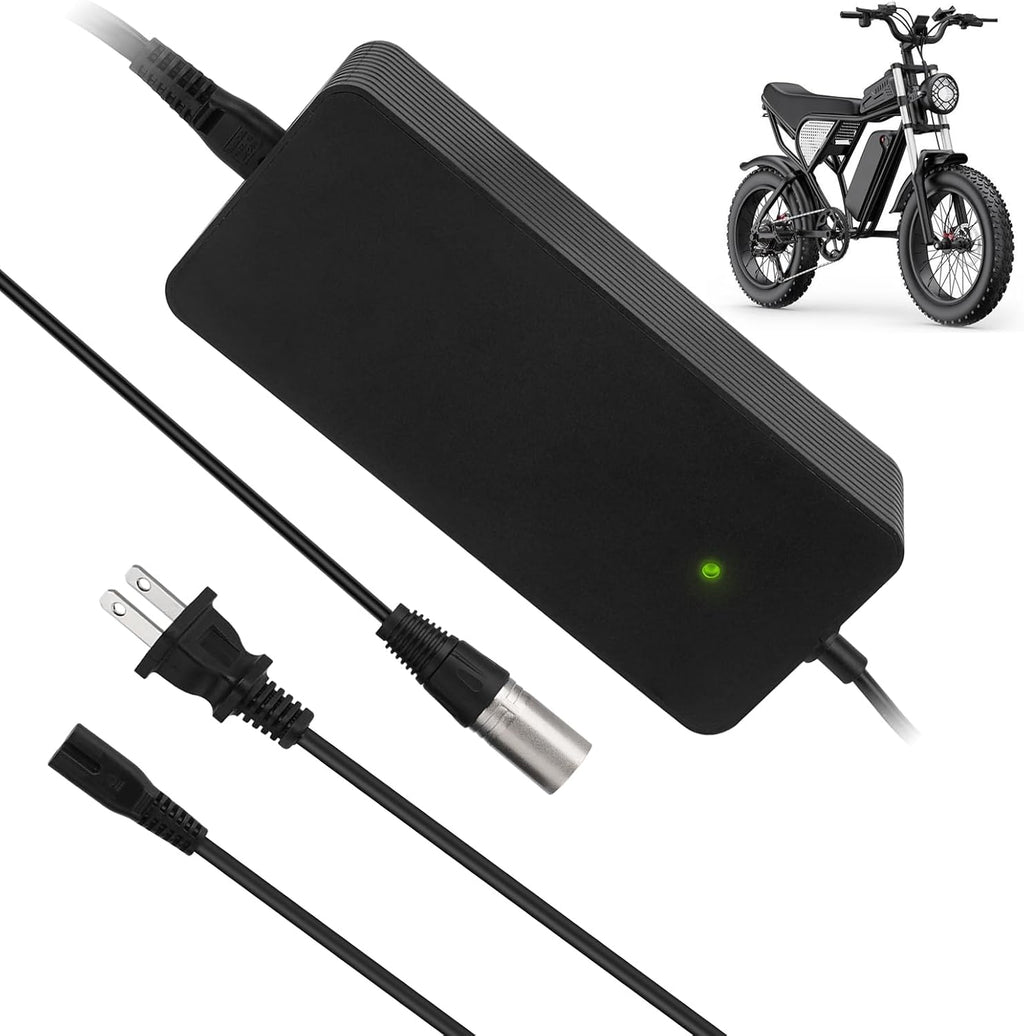 UL Certified Upgraded Fast Charging 3-Pin 48V 3A Battery Charger for Q20 Ridstar & YVY E-Bike, Battery Power Adapter, Waterproof & Moisture-Proof & Protection Against Overcurrent Charger Part