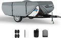 Pop Up Camper Cover 12'-14', 7 Layers Waterproof Pop-up Tent Trailer Cover Anti-UV Folding Camper RV Cover for Motor Home
