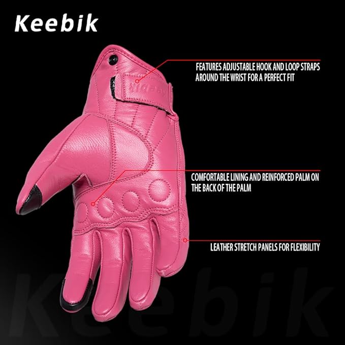 Goatskin Leather Motorcycle Motorbike Powersports Racing Gloves Reflective - Image 3