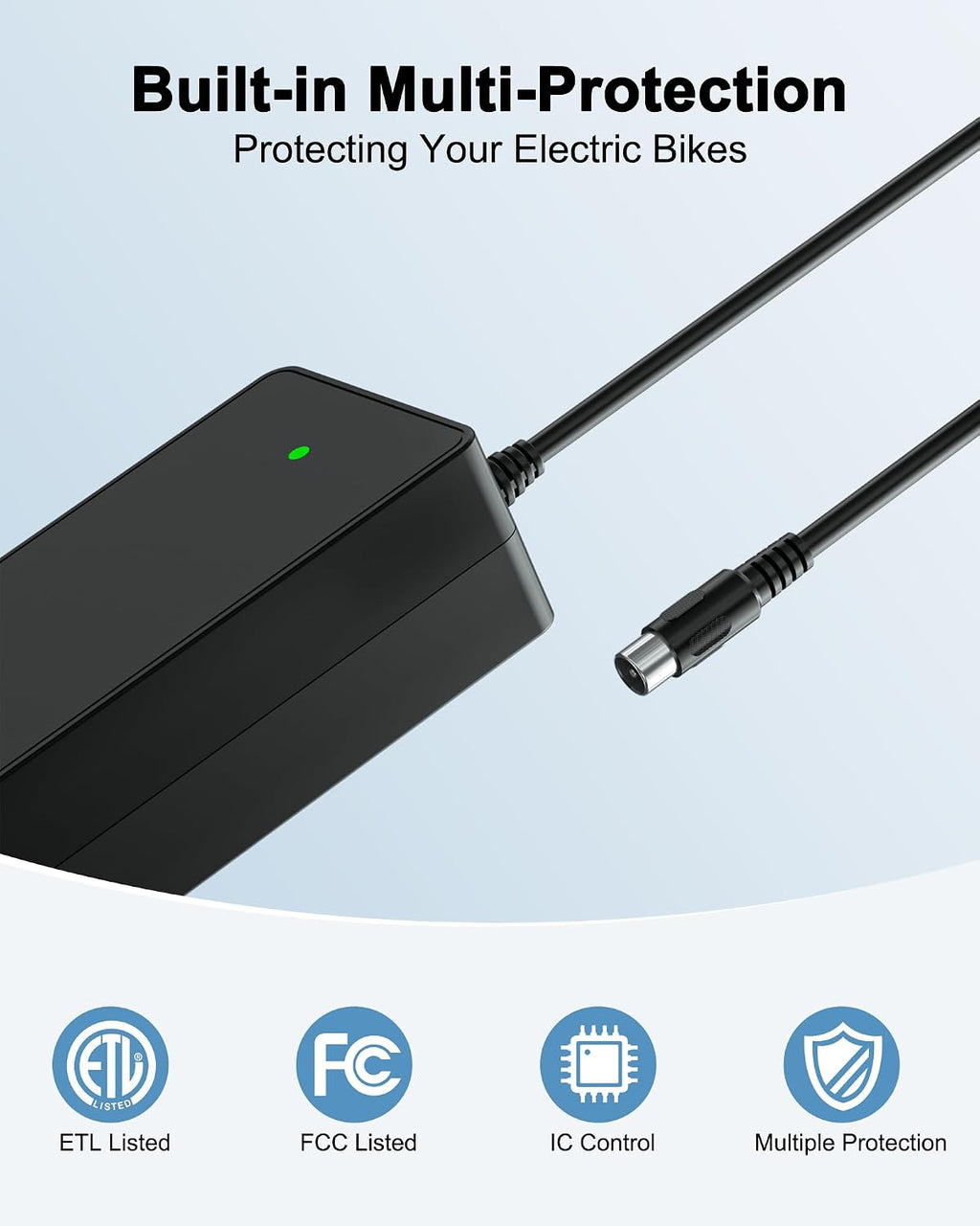 VHBW 42V 2A Charger Compatible with Nakto Camel eBike RCA Plug | Compatible with Nakto Camel eBike and Glion Dolly scooters, 42V 2A output, RCA plug, 7.5FT cord, ETL/SGS tested.