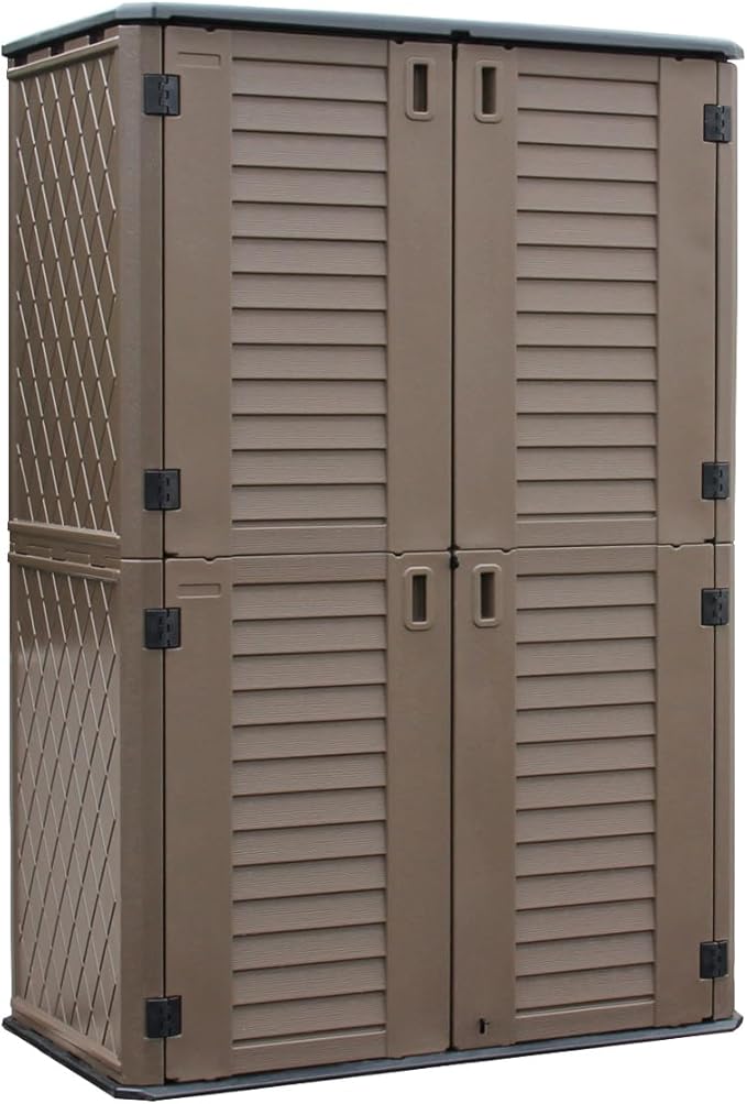 KINYING Outdoor Storage Shed Waterproof, Resin Vertical Outdoor Storage Cabinet by KINYING