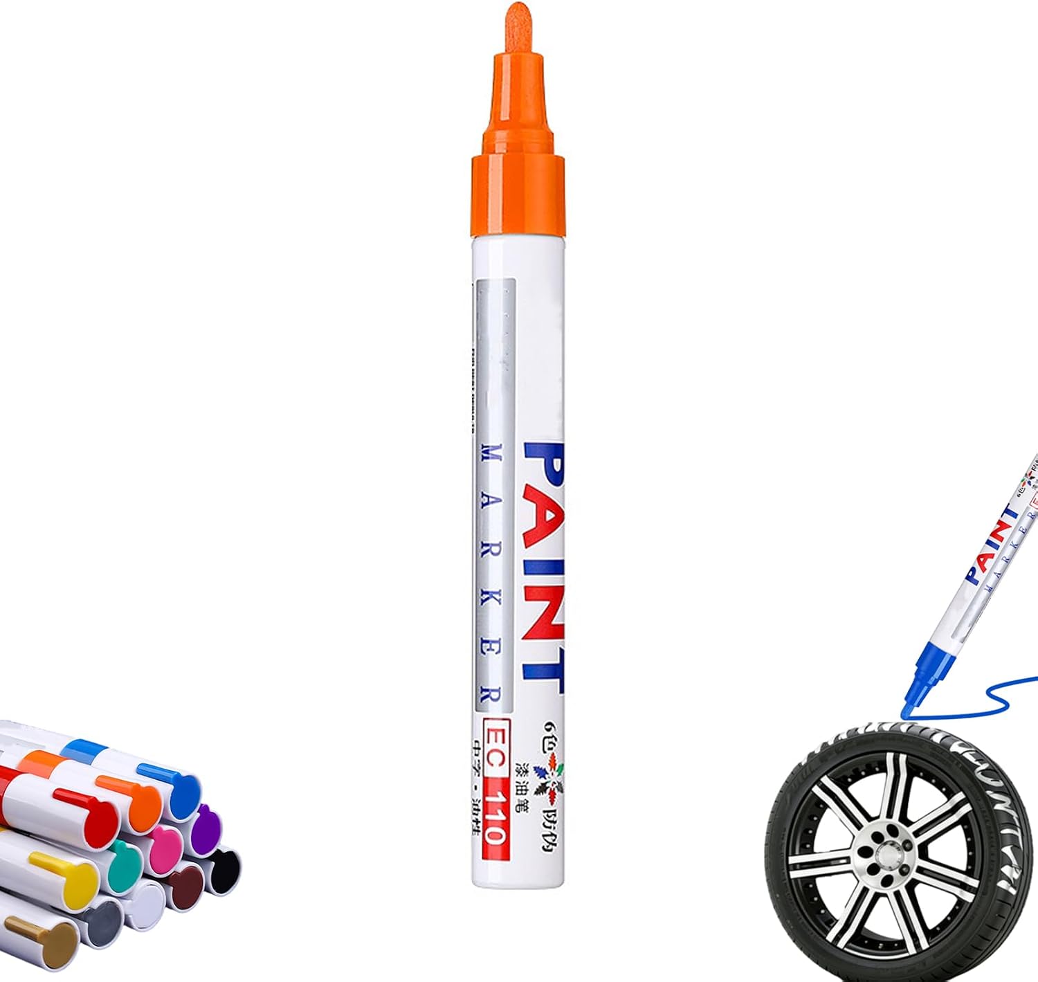 Waterproof Non-fading Tire Paint Pen, Tire Paint Pen for Car Tire Letters, 12 Colors Tire Marker, Repairing Tire Scratches, For Car & Motorcycle Tire (Orange)
