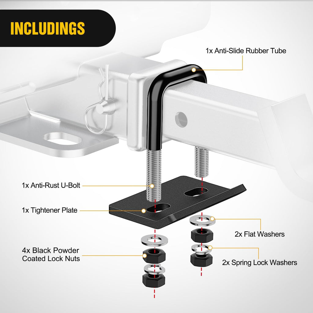 Nilight 2PCS Trailer Hitch Tightener for 2 inch Trailer Hitches Hitch Mount Anti Rattle Heavy Duty Steel with Rubber Anti-Rust Triple Protective Matte Black