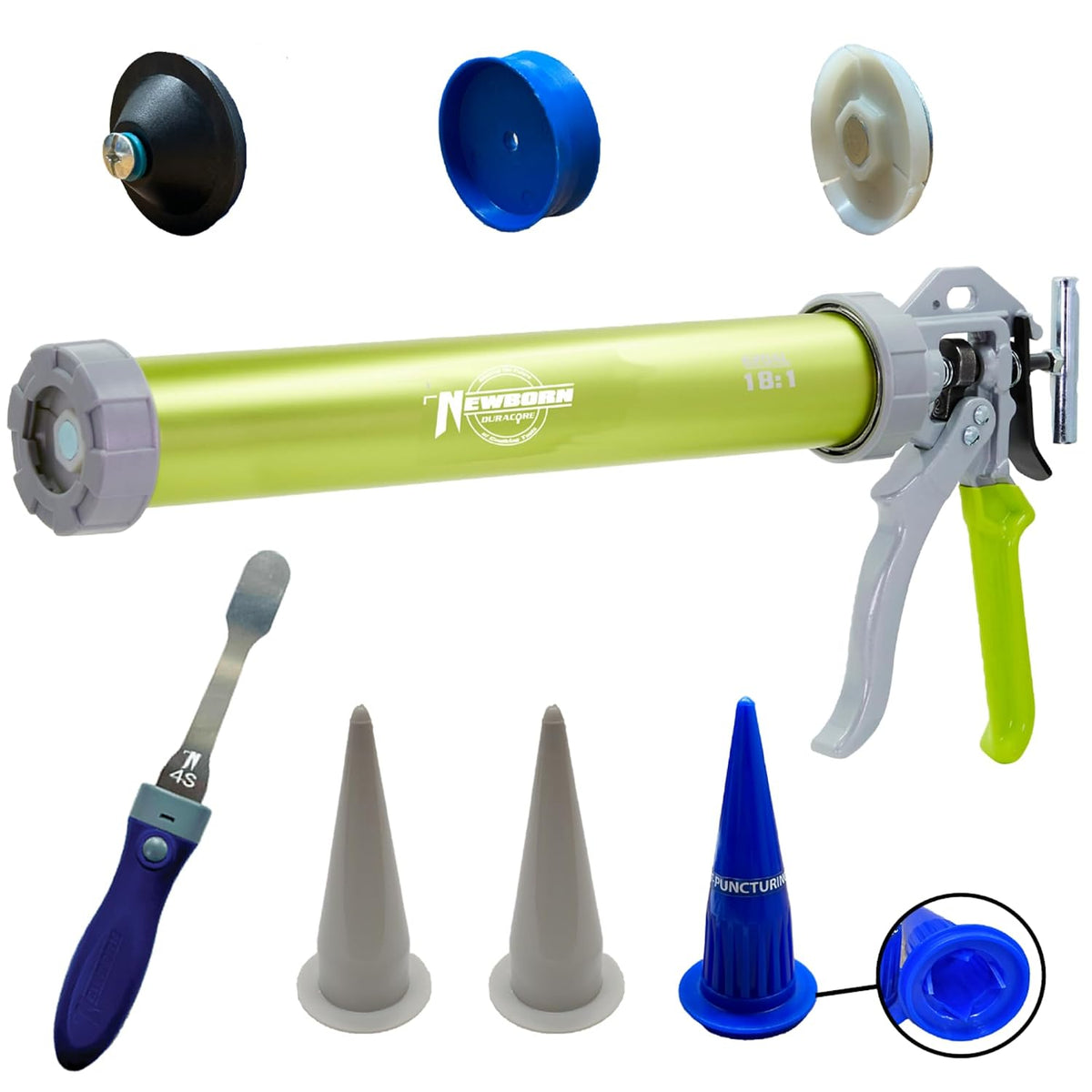 newborn 620al-neon round rod caulk gun with aluminum, main product view