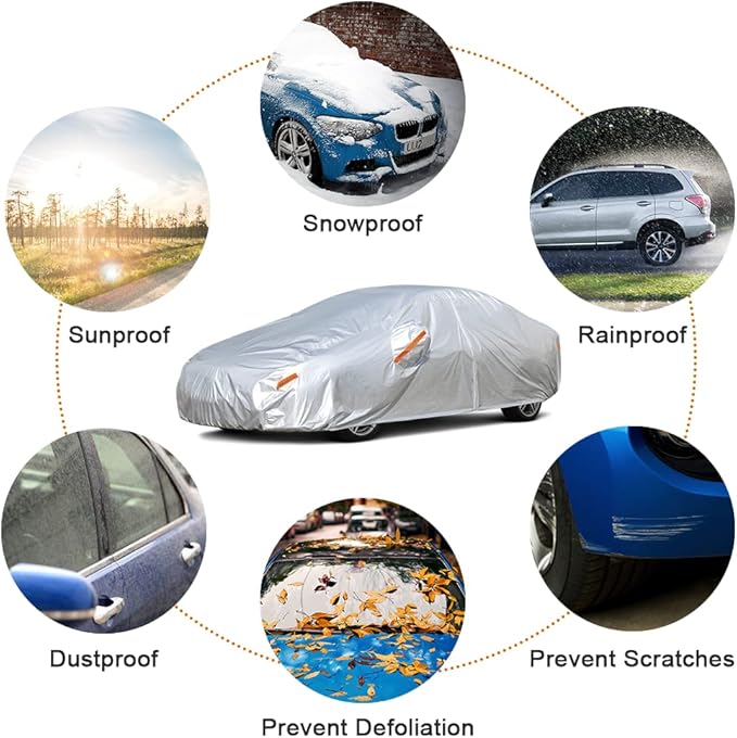 Kayme Car Covers for Automobiles Waterproof All Weather Sun Uv Rain Protection - Image 4