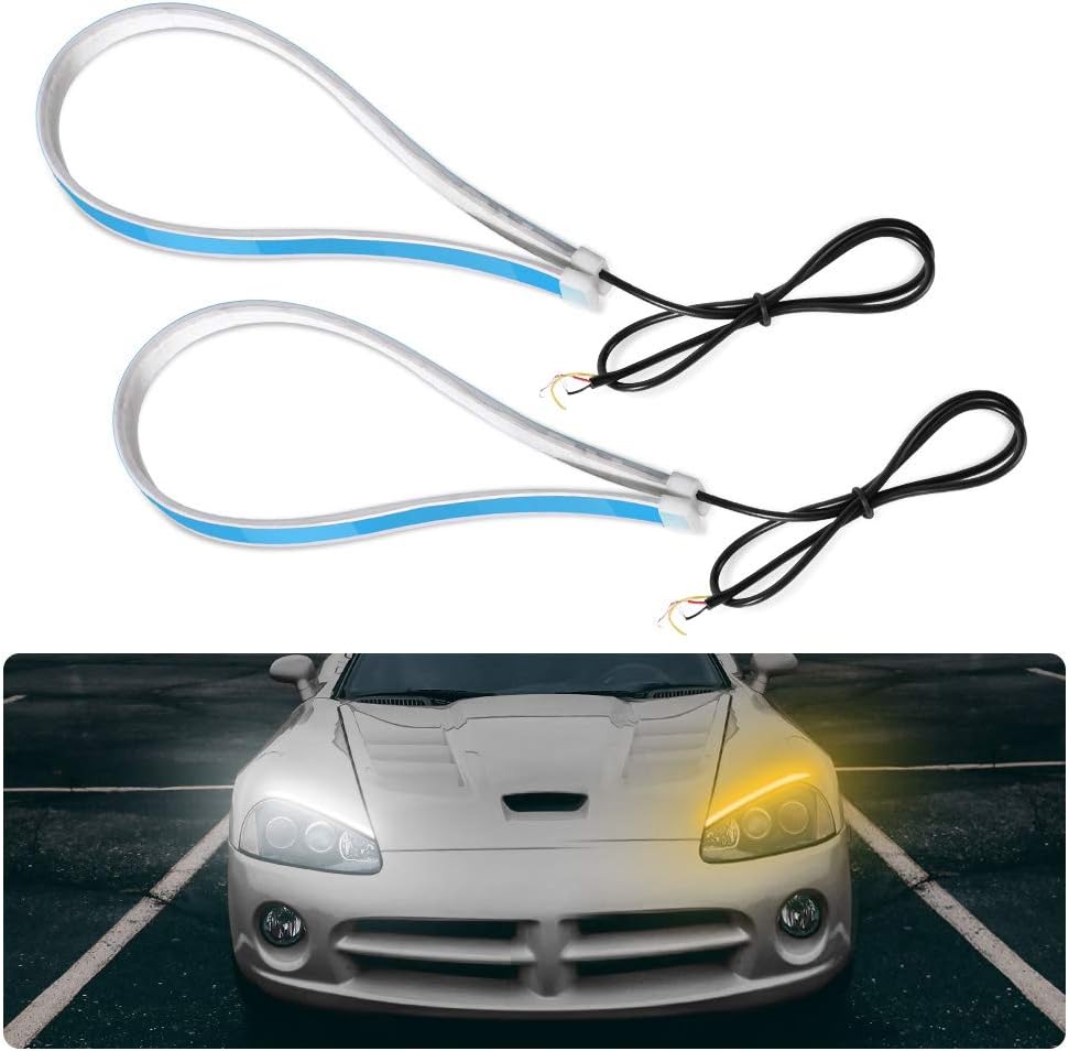 Led Light Strip 2Pcs 60cm LED Headlight Strip Tube Light Daytime Running Light Sequential Lamp Turn Light