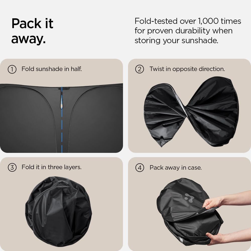 Spigen Triple-Coated CryoShade Front Windshield Sunshade (Reinforced Velcro Strap) for Toyota RAV4 2019-2025 and RAV4 Prime 2021-2025