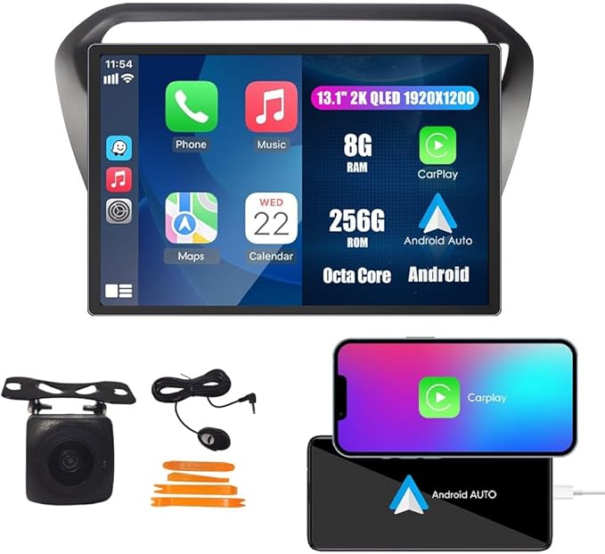 Kunfine Car CarPlay Android Auto Navigation Stereo GPS Radio Camera Display by KUNFINE