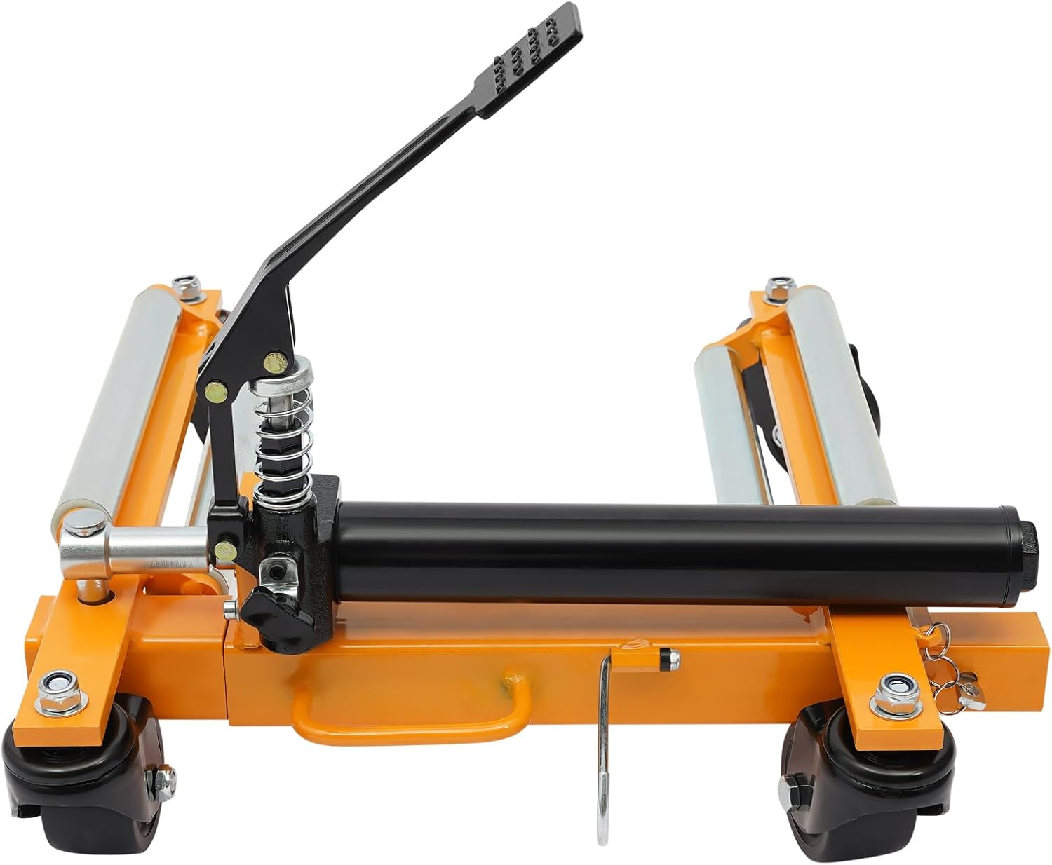 Car Wheel Dolly Jack Mechanical 2204-lbs Steel Car Moving Skates | 12'' Wheel Vehicle Positioning Jack Heavy Duty Rollers with Ratcheting Foot Pedal for Tire Auto Repair Moving, Orange