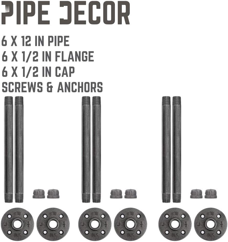 pipe decor industrial shelf brackets – set of, front angle view